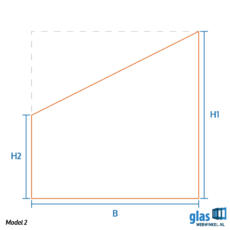 Model 2 - gehard glas schuine zijde links aflopend