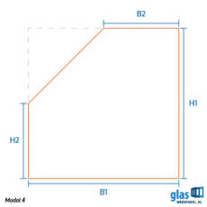 Model 4 - gehard glas schuine zijde links aflopend