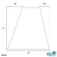 Model 5 - gehard glas rechthoek twee schuine zijden